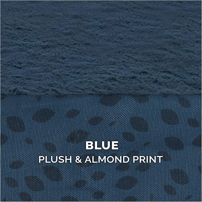 Furhaven Orthopedic Dog Bed for Large Dogs w/ Removable Bolsters & Washable Cover, For Dogs Up to 125 lbs - Plush & Almond Print L Shaped Chaise - Blue Almonds, Jumbo Plus/XXL