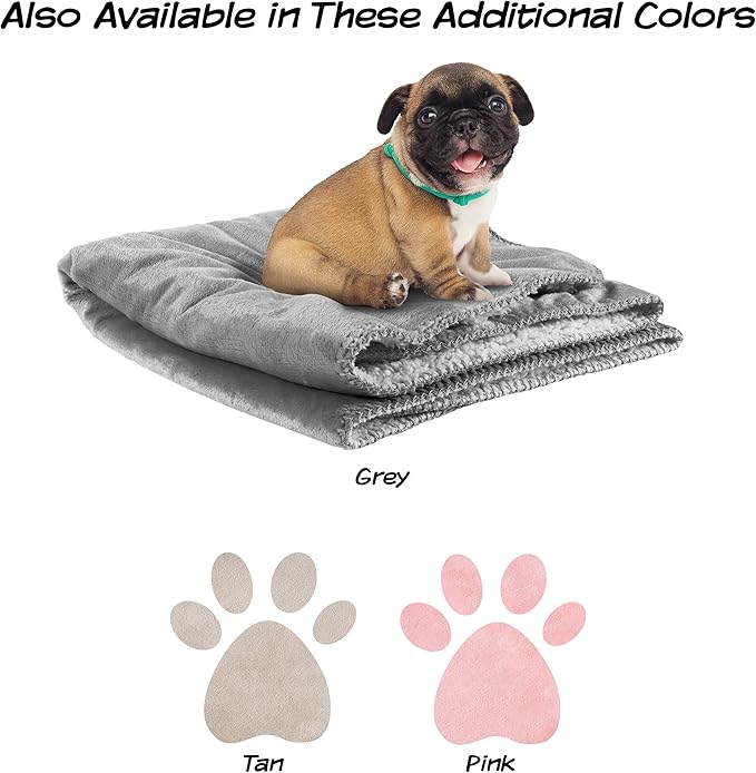 PETMAKER Waterproof Pet Blanket - 30x40-Inch Reversible Sherpa Fleece Throw Protects Couches, Cars, and Beds from Spills, Stains, and Fur (Gray)