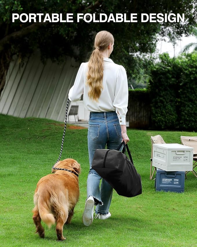 24 Inch Collapsible Travel Dog Crate for Medium Large Dogs, Portable Dog Crate 4-Door Foldable Soft Kennel with Chew-Proof Mesh Windows for Indoor & Outdoor Travel,with Storage Bag,Black