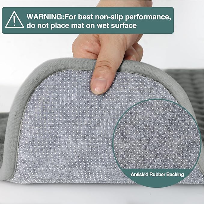 Small Dog Mat Washable Gray Memory Foam Crate Bed Pad for Puppy Dog Cushion Mat Anti Slip Flat Dog Cage Padded Mat,28"x20"
