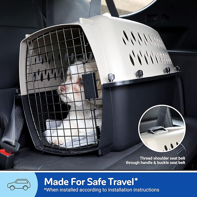Petmate Vari Dog Kennel - Portable Crate for Pets 10-20 lbs - Airline-Friendly Pet Carrier - Durable Plastic Shell - For Home and Travel - Made in USA - 24 Inches - Taupe and Black