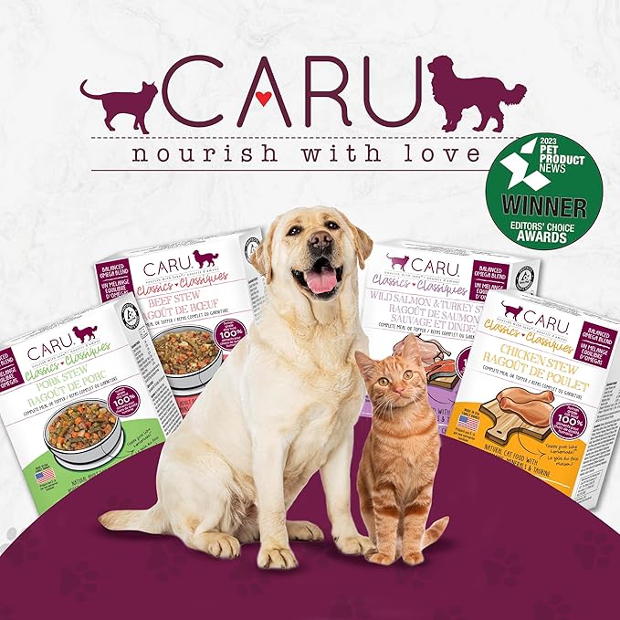 Caru - Classics Turkey Stew for Dogs - Healthy Wet Dog Food or Food Topper - Balanced Omega Blend - 12.5 oz Cartons - Pack of 4