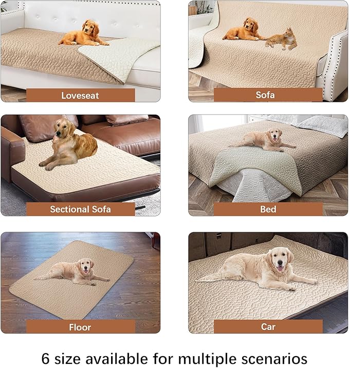 Waterproof Dog Blanket, Washable Anti-Slip Pet Couch Covers for Sofa,Pet Hair Resistant Blankets Bed Chair Furniture Couch Protector for Dogs-40x50,Beige