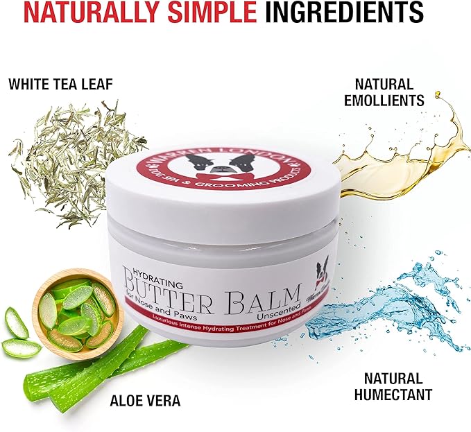 Warren London Hydrating Butter Balm- Dog Balm for Paws and Nose- Made in USA- Unscented 4oz