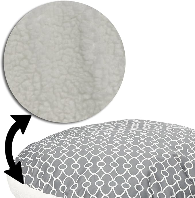 Midwest Homes for Pets Over-Stuffed Dog Bed feat Teflon with Gray/Fleece Pattern, Large