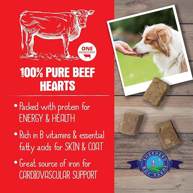 Freeze Dried Dog and Cat Treats, Beef Heart, All Natural Single Ingredient Freeze-Dried Dog Treat & Dog Snacks, Made in USA, High Protein, Essential Nutrition of Raw Dog Food, 3oz