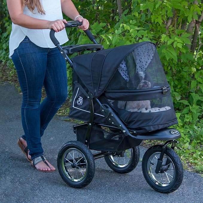Pet Gear No-Zip NV Pet Stroller for Cats/Dogs, Zipperless Entry, Easy One-Hand Fold, Gel-Filled Tires, Plush Pad + Weather Cover Included, 3 colors