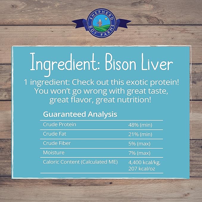 Freeze Dried Dog and Cat Treats, Bison Liver, All Natural Freeze-Dried Dog Treat & Dog Snacks, Made in USA, High in Protein, Essential Nutrition of Raw Dog Food, 3oz