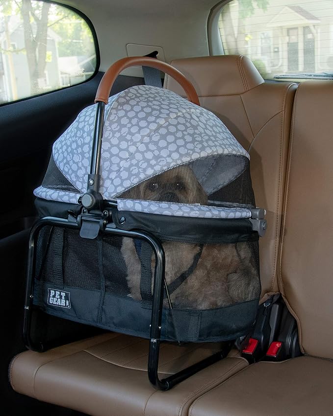 Pet Gear 3-in-1 Travel System, View 360 Stroller Converts to Carrier and Booster Seat with Easy Click N Go Technology, for Small Dogs & Cats, 4 Colors New Silver Pearl