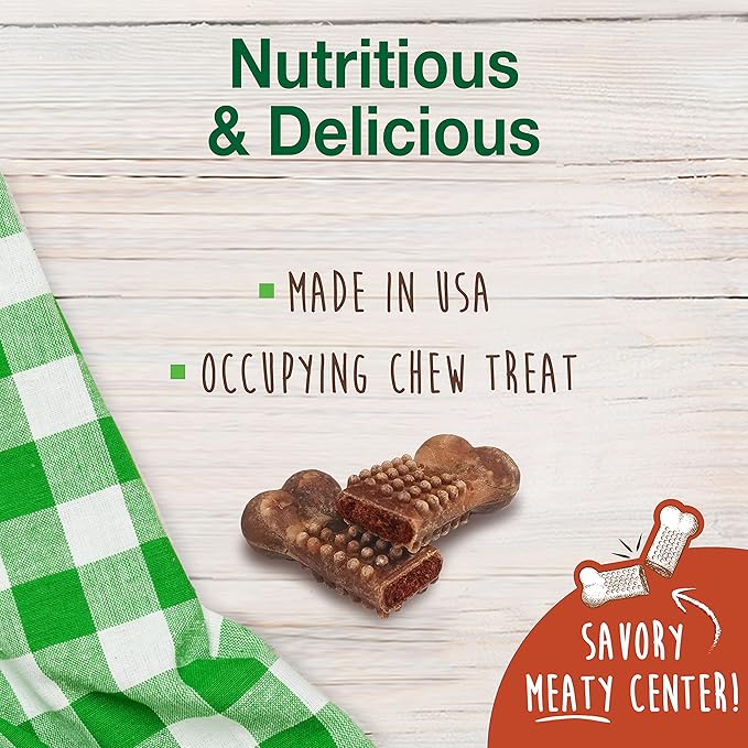 Nylabone Healthy Edibles Natural Dog Chews Long Lasting Meaty Center Beef Flavor Treats for Dogs, Medium (2 Count)