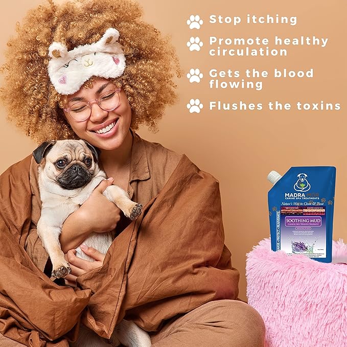 Worldwide Nutrition Bundle: Madra Mor Soothing Mud - Dog Essentials Mud Bath, Dog Grooming, Dry Skin for Dogs Treatment, Dog Coat Skin Care Products - 10oz Pouch & Multi-Purpose Key Chain