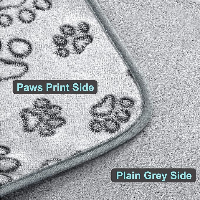 UTTPLL Stuffed-Premium-Dog-Blankets-Flannel Pet Printed Throw Soft Fluffy Fleece Cat Blanket Washable Sleep Mat Puppy Essentials Grey Cute Paw Medium