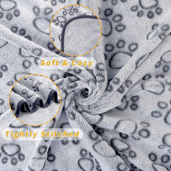 LOKOZ Fleece Blanket for Small Medium Dogs - Washable Puppy Blanket with Cute Paw Print for Bed Couch Protection