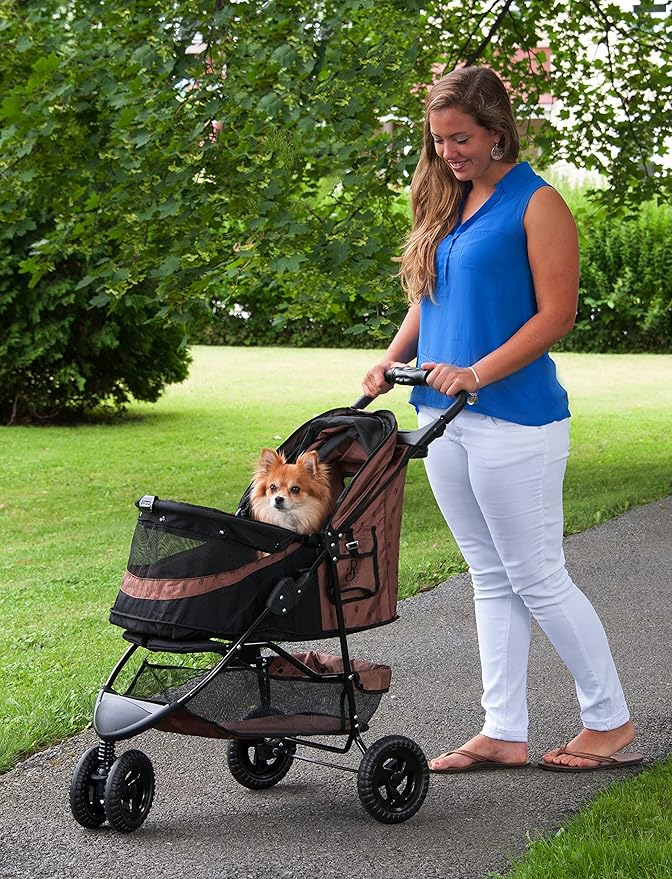 Pet Gear No-Zip Special Edition 3 Wheel Pet Stroller for Cats/Dogs, Zipperless Entry, Easy One-Hand Fold, Removable Liner, Cup Holder, 4 Colors