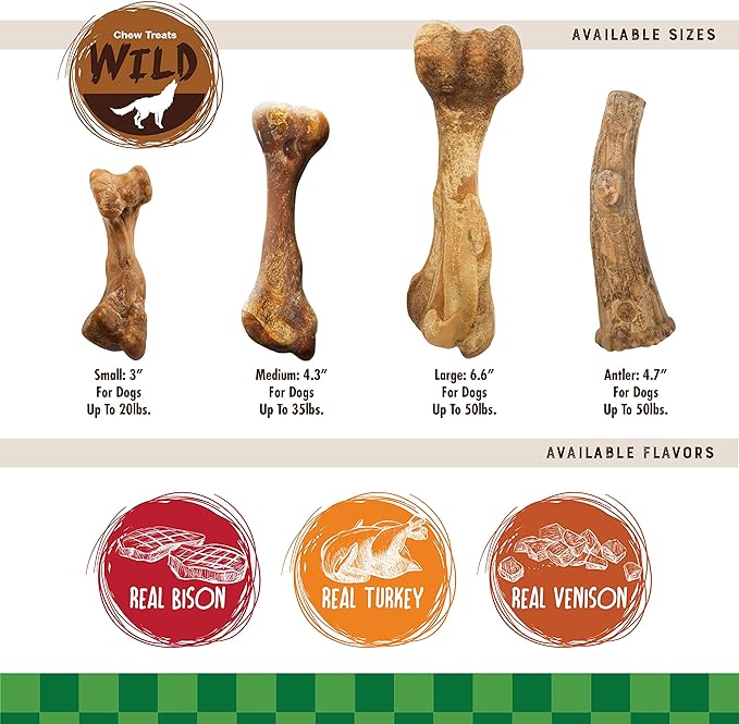 Nylabone Healthy Edibles WILD Antler Natural Long Lasting Venison Flavor Dog Chew Treats Medium/Wolf (2 Count)