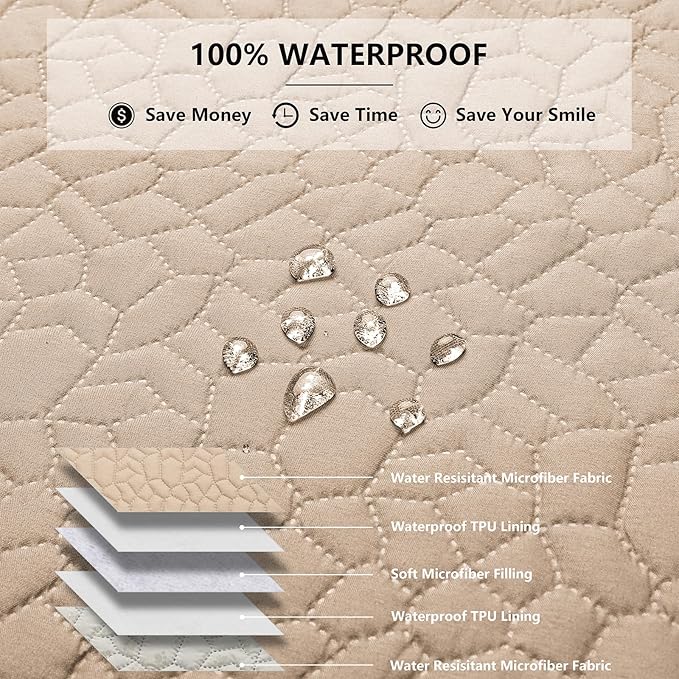 Waterproof Dog Blanket, Washable Anti-Slip Pet Couch Covers for Sofa,Pet Hair Resistant Blankets Bed Chair Furniture Couch Protector for Dogs-40x50,Beige