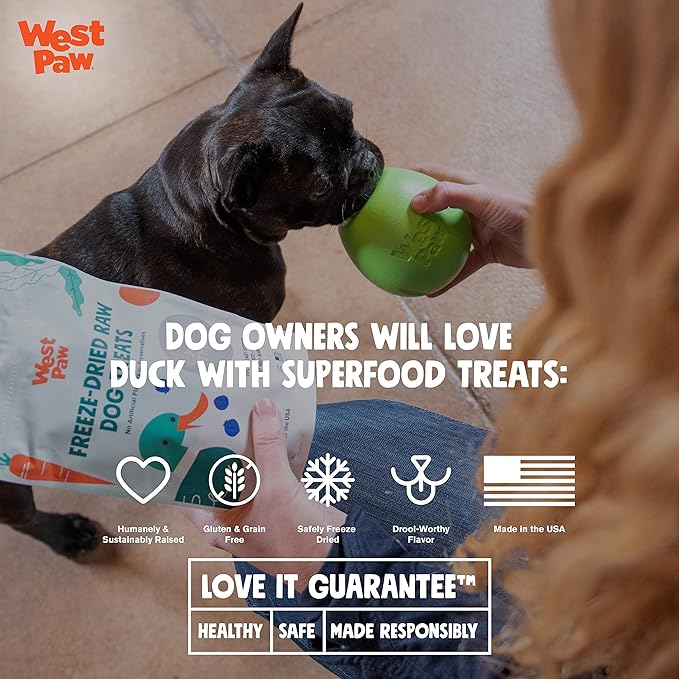 WEST PAW Freeze-Dried Raw All Natural Dog and Puppy Training Treats, Single Ingredient, Humanely Raised and Sustainably Sourced, Made in USA, Duck with Superfood, 2 Pack