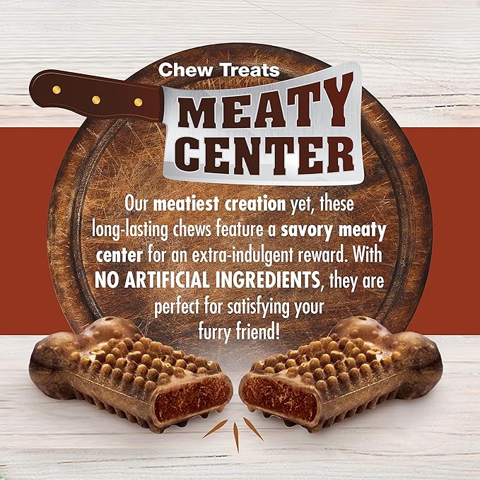 Nylabone Healthy Edibles Natural Dog Chews Long Lasting Meaty Center Beef Flavor Treats for Dogs, Medium (2 Count)