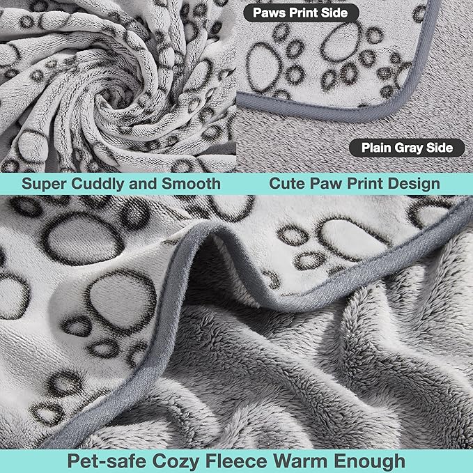Stuffed® Premium Soft Dog Blanket Washable, 40"x32" Cat Blanket for Indoor Cats Large Medium Small Dog Gifts Puppy Essentials (Grey)