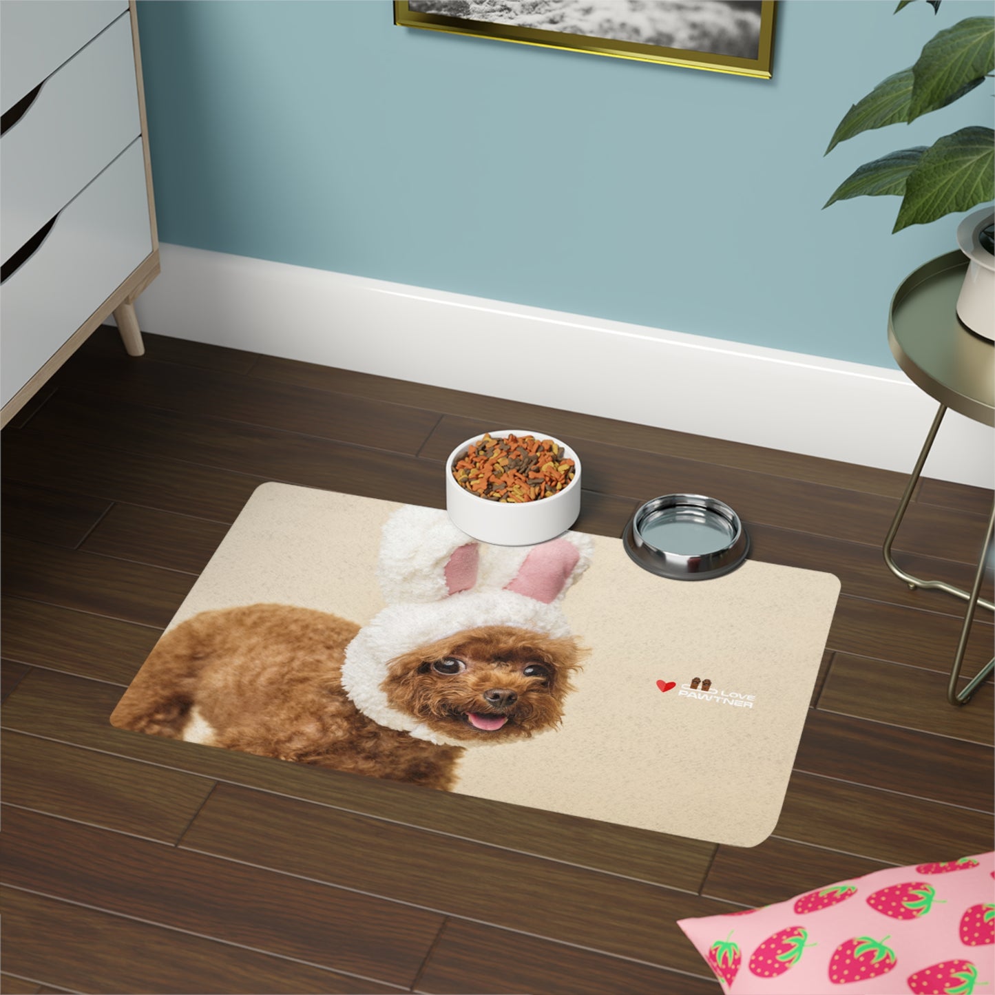 Pawtner, Stylish Pet Food Mat, Cat Food Mat, Dog Feeding Mat, Pet Lover Gift, Personalized Pet Mat, Unique Pet Accessories, Pet Food Mat (12" x 18")