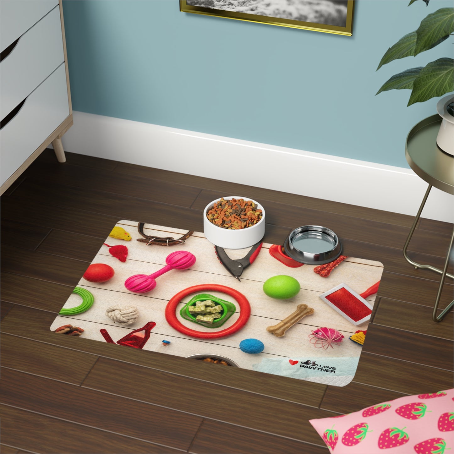 Pawtner, Stylish Pet Food Mat, Cat Food Mat, Dog Feeding Mat, Pet Lover Gift, Personalized Pet Mat, Unique Pet Accessories, Pet Food Mat (12" x 18")