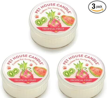 One Fur All Tropical Fruit Pet Odor Eliminator Candle - 3 Pack Natural Wax Mini Scented Candle Set