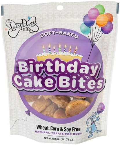 The Lazy Dog Cookie Co. - Original Pup-Pie - Happy Birthday Dog Treat for a Darling Girl with Bag of 5oz Birthday Cake Bite Mutt Mallows