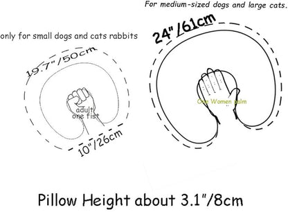 Cute Cooling Dog Bed Pillows, Half Donut U Shaped Pet Neck Pillow,Pet Neck Pillow for Upper Spine and Calming Support (Tropical Cat, Large for Pets Under 30lbs)