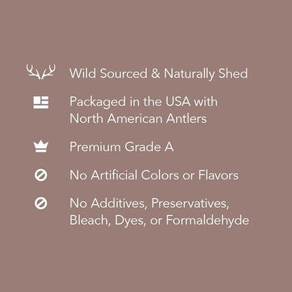 Amazon Brand – Wag Dog Deer Antler Chew, Naturally Shed. Whole, Small (Best for Dogs Under 15 lbs) 4–5.5 inches (Pack of 4)