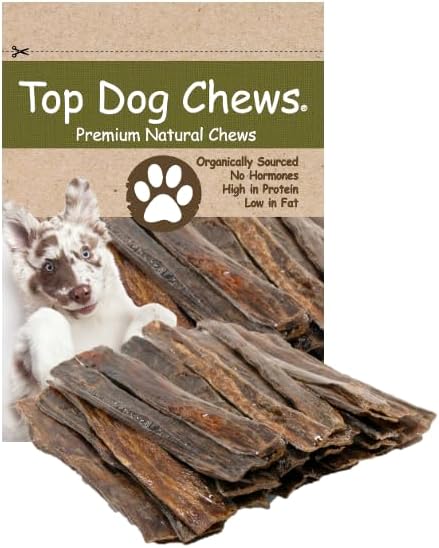 Top Dog Chews - 10" - 12" Beef Taffy, 30 Pack, Beef Jerky Dental Treats for Dogs - Organically Sourced, Single Ingredient Dog Treat, for Small, Medium, or Large Dogs