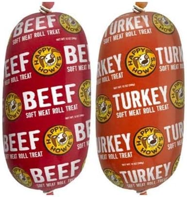 Happy Howie's Soft Meat Roll Treat - Dog Food Rolls, High Protein, Natural Ingredients, for All Dogs, Made in USA - Beef, Turkey 12 Oz (Pack of 2)