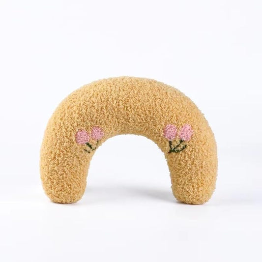 Pet Small Pillows for Small Dogs Cat U-Shaped Puppy Neck Pillow for Indoor Improve Relief Sleeping Machine Washable (Yellow)