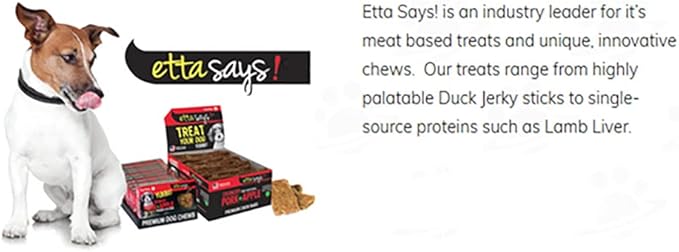 etta says! Premium Crunchy Chew Bars - All Natural - Pork + Apple - Made in The USA (12 Count Pack of 1)