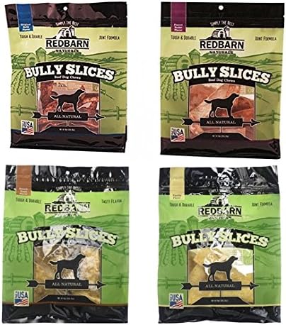 Redbarn Bully Slices for Dogs | Highly Palatable, Long-Lasting Natural Dental Treats with Functional Ingredients, 9 oz. (Pack of 4) - Variety Pack