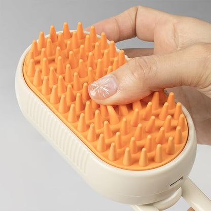 | Pet Steam Mist Brush | Grooming Spray Brush for Dogs, Cats, and More! | Brush for Massage | Hair Brush for Removing Tangled and Loose Hair (White)