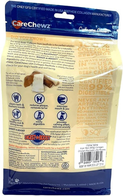 Pet Factory CareChewz Collagen 6" Little Rovers Dog Chew Treats - Chicken Flavor, 8 Count/1 Pack