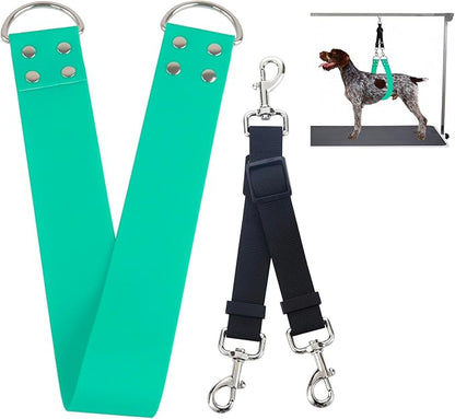 Dog Grooming Belly Band - Pet Grooming Belly Straps Groomer Belly Support 2" Wide Waterproof Strong PVC Dogs Loop with Adjustable Connector Groom Restraint for Pets Bathing Salon (Turquoise-Short)
