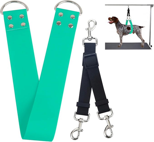 Dog Grooming Belly Band - Pet Grooming Belly Straps Groomer Belly Support 2" Wide Waterproof Strong PVC Dogs Loop with Adjustable Connector Groom Restraint for Pets Bathing Salon (Turquoise-Short)