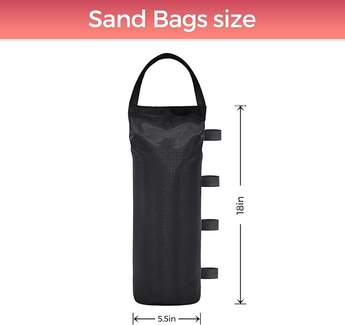 Extra Large Weights Sand Bags Set of 4 for Outdoor Dog Shelter, Heavy Duty Canopy Weight Bags(120LBS) for Pop up Canopy Tent (Without Sand), Black