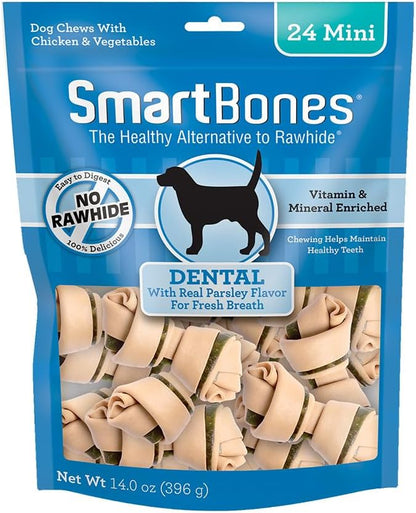 Smartbones SBD-00222 Rawhide-Free Dental Dog Chew, Vegetable & Chicken Dog Chew, Mini 24 Count