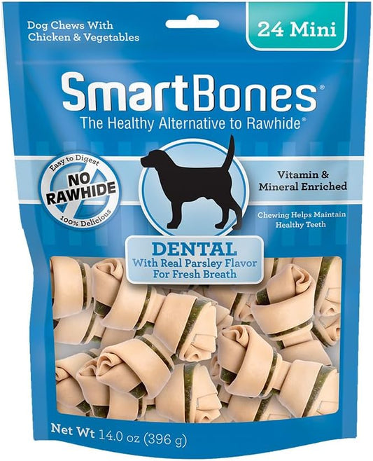 Smartbones SBD-00222 Rawhide-Free Dental Dog Chew, Vegetable & Chicken Dog Chew, Mini 24 Count