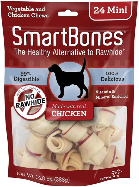 SmartBones Mini Chews With Real Chicken 24 Count, Rawhide-FreeChews For Dogs