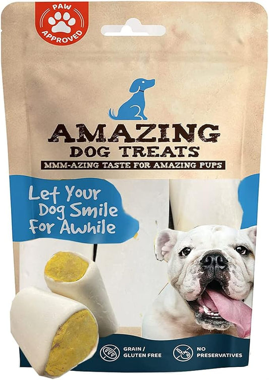 Amazing Dog Treats - Stuffed Shin Bone for Dogs (Bacon and Cheese, 2-3 Inch - 4 Count) - All Natural Dog Bones…