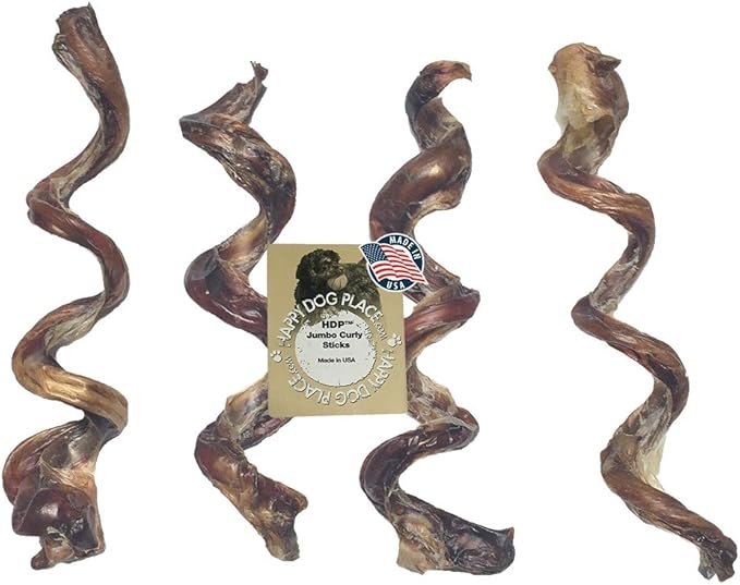 HDP Dental Floss Jumbo Curly Bully Sticks Light 7"-9" Made in USA Size:Pack of 100