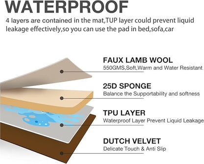 Dog Crate Pad,Machine Washable&Waterproof Dog Bed Mat,Reversible Dog Sleeping Bed,Kennel Bed for Medium/Large Dog,Cage Cushion,Beige