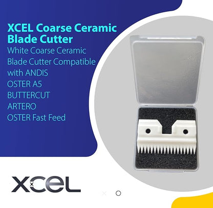XCEL Ceramic Coarse Pet Replacement Cutter Blade Compatible with Andis, Oster A5 and Walh KM Series (2 Pack)