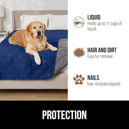 Gorilla Grip 100% Waterproof Dog Blanket, Pet Friendly Sofa Throw Essential for Small Pets, Dogs, Cats, Tear and Slip Resistant Leakproof Couch Cushion Cover for Indoor Furniture, 40x50 Navy
