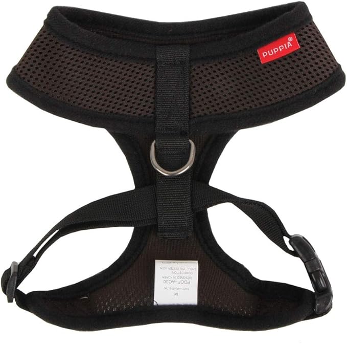 Puppia Soft Dog Harness No Choke Over-The-Head Triple Layered Breathable Mesh Adjustable Chest Belt and Quick-Release Buckle, Brown, Small (Pack of 2)