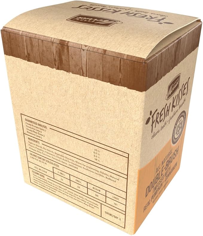 Merrick Fresh Kisses Natural Dental Chews, Treats Infused with Pumpkin and Cinnamon for Medium Dogs 25-50 Lbs - 1.9 lb. Box