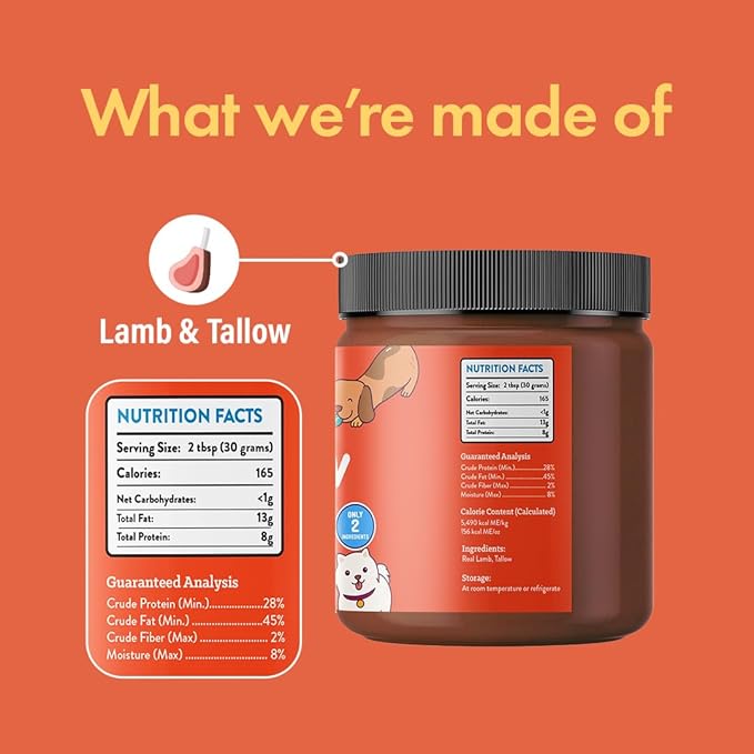 Visionary Pet Foods Lamb Meat Spread - Healthy Dog Treat - Alternative to Dog Peanut Butter, Xylitol Free, No Sugar and Filler Free - Use on Dog Lick Mat, Food Mixer, Pill Pockets - 10oz